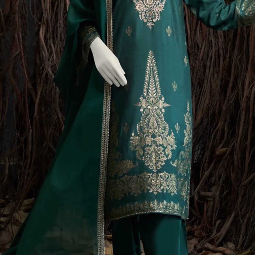 Elegant Green Embroidered Dress